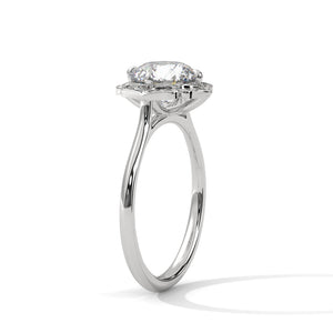 2 Carat Round Cut Lab Grown Diamond Engagement Ring on Hand – Floral Halo | Luzora Jewels