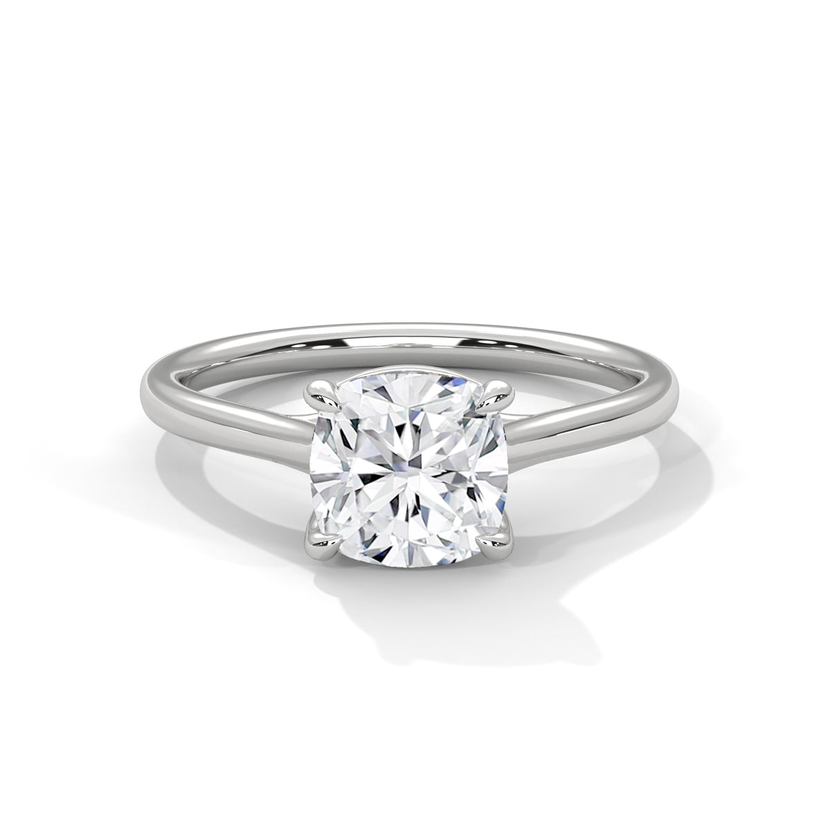 1.28 Carat Cushion Cut Lab Grown Diamond Engagement Ring in White Gold – Solitaire | Luzora Jewels