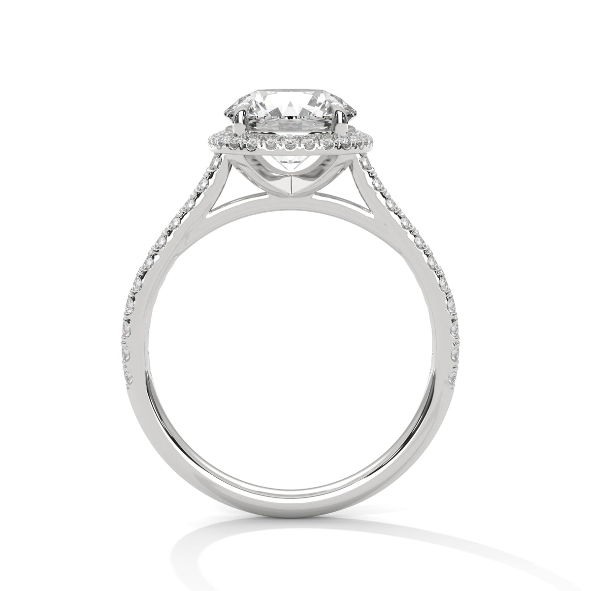 2 Carat Round Cut Lab Grown Diamond Engagement Ring in White Gold – Cushion Halo | Luzora Jewels