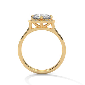 2 Carat Round Cut Lab Grown Diamond Engagement Ring in Rose Gold – Floral Halo | Luzora Jewels