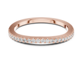 Rose gold round half eternity lab grown diamond wedding band, angled view