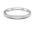 White gold round half eternity lab grown diamond wedding band, angled view