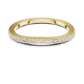 Yellow gold round half eternity lab grown diamond wedding band, angled view