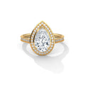 2 Carat Pear Cut Lab Created Diamond Halo Engagement Ring – Side View | Luzora Jewels