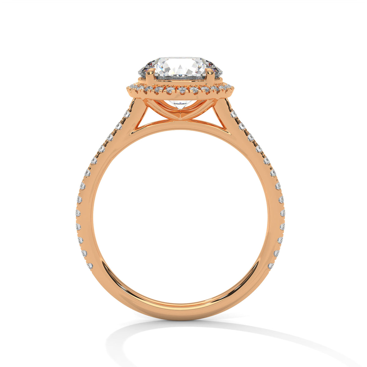 2 Carat Round Cut Lab Grown Diamond Engagement Ring in Yellow Gold – Halo | Luzora Jewels