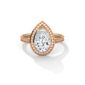 2 Carat Pear Cut Lab Grown Diamond Ring for Women – Halo Close-Up | Luzora Jewels