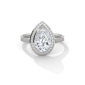 2 Carat Pear Cut Lab Grown Diamond Engagement Ring on Hand – Halo | Luzora Jewels