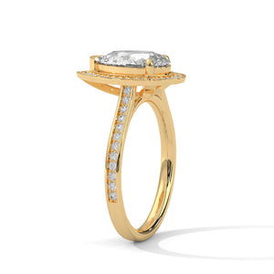 2 Carat Pear Cut Lab Grown Diamond Engagement Ring in Yellow Gold – Halo | Luzora Jewels