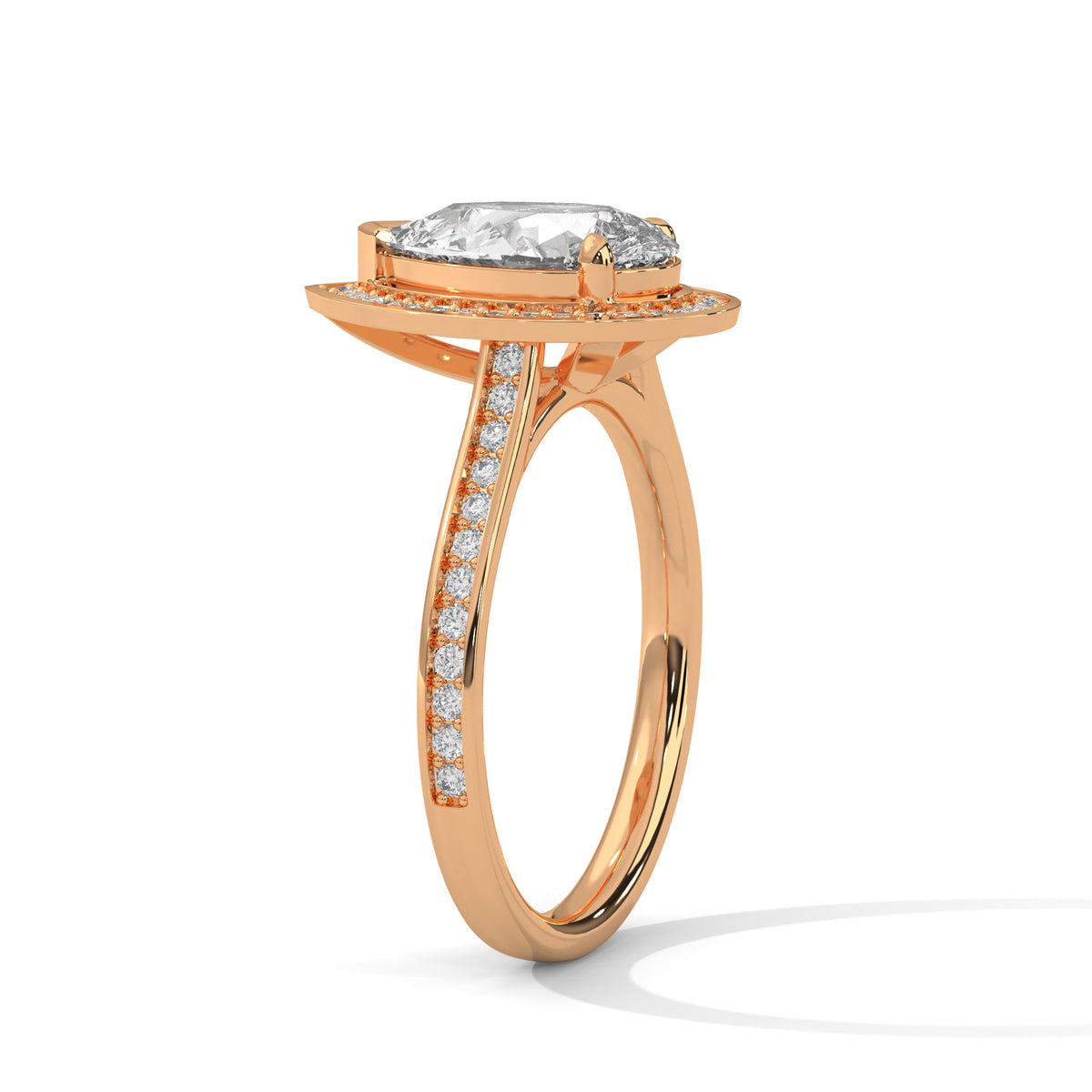 2 Carat Pear Cut Lab Grown Diamond Engagement Ring in White Gold – Halo | Luzora Jewels
