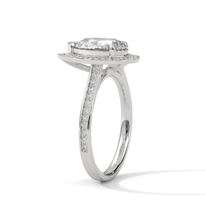 2 Carat Pear Cut Lab Grown Diamond Engagement Ring in Rose Gold – Halo | Luzora Jewels