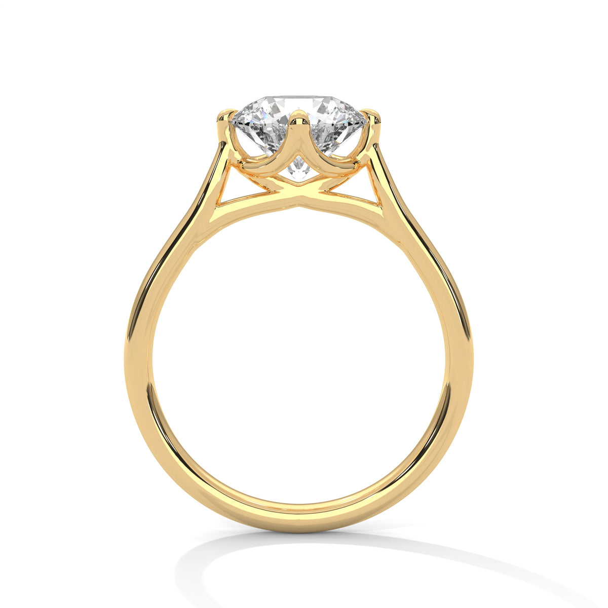 2 Carat Round Cut Lab Grown Diamond Engagement Ring in Yellow Gold – Tulip Gallery Solitaire | Luzora Jewels