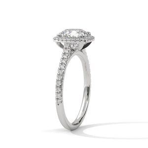 2 Carat Round Cut Lab Grown Diamond Engagement Ring in Rose Gold – Cushion Halo | Luzora Jewels