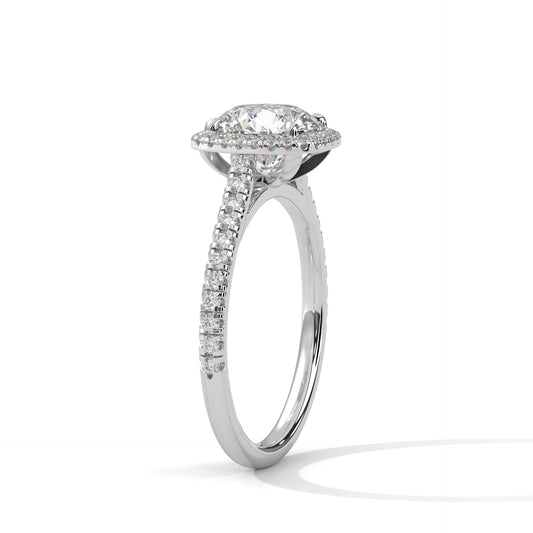 2 Carat Round Cut Lab Grown Diamond Engagement Ring in Rose Gold – Cushion Halo | Luzora Jewels