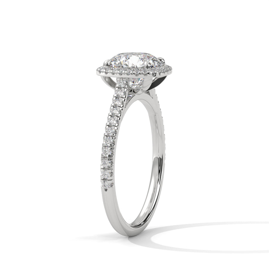 2 Carat Round Cut Lab Grown Diamond Engagement Ring in Rose Gold – Cushion Halo | Luzora Jewels