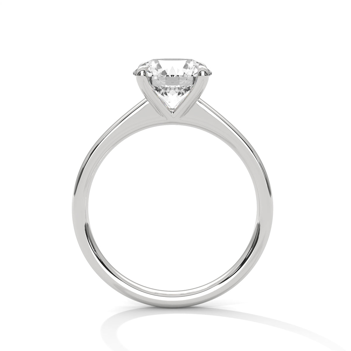 2 Carat Round Cut Lab Created Diamond Classic Solitaire Engagement Ring – Side View | Luzora Jewels