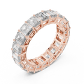 Rose gold emerald cut lab grown diamond full eternity band, side view