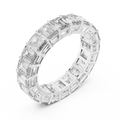 White gold emerald cut lab grown diamond full eternity band, side view