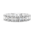 White gold emerald cut lab grown diamond full eternity band, close-up view