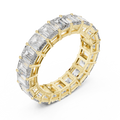 Yellow gold emerald cut lab grown diamond full eternity band, side view