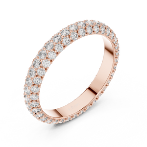 Rose gold round pave lab grown diamond eternity band, side view