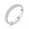 White gold round pave lab grown diamond eternity band, side view