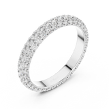White gold round pave lab grown diamond eternity band, side view