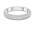 White gold round pave lab grown diamond eternity band, angled view