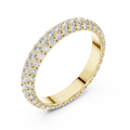 Yellow gold round pave lab grown diamond eternity band, side view