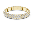 Yellow gold round pave lab grown diamond eternity band, angled view