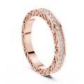 Rose gold 0.5 CTW round filigree lab grown diamond eternity wedding band, front view