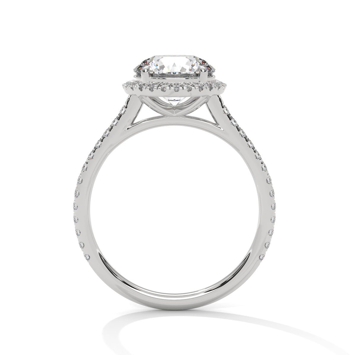 2 Carat Round Cut Lab Grown Diamond Engagement Ring in White Gold – Halo | Luzora Jewels