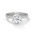 2 Carat Round Cut Lab Created Diamond Six-Prong Pavé Band Engagement Ring – Side View | Luzora Jewels