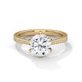 2 Carat Round Cut Lab Grown Diamond Ring for Women – Six-Prong Pavé Band Close-Up | Luzora Jewels