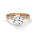 2 Carat Round Cut Lab Grown Diamond Engagement Ring on Hand – Six-Prong Pavé Band | Luzora Jewels