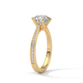 2 Carat Round Cut Lab Grown Diamond Engagement Ring in Yellow Gold – Six-Prong Pavé Band | Luzora Jewels
