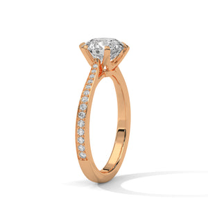2 Carat Round Cut Lab Grown Diamond Engagement Ring in White Gold – Six-Prong Pavé Band | Luzora Jewels