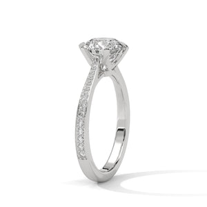 2 Carat Round Cut Lab Grown Diamond Engagement Ring in Rose Gold – Six-Prong Pavé Band | Luzora Jewels