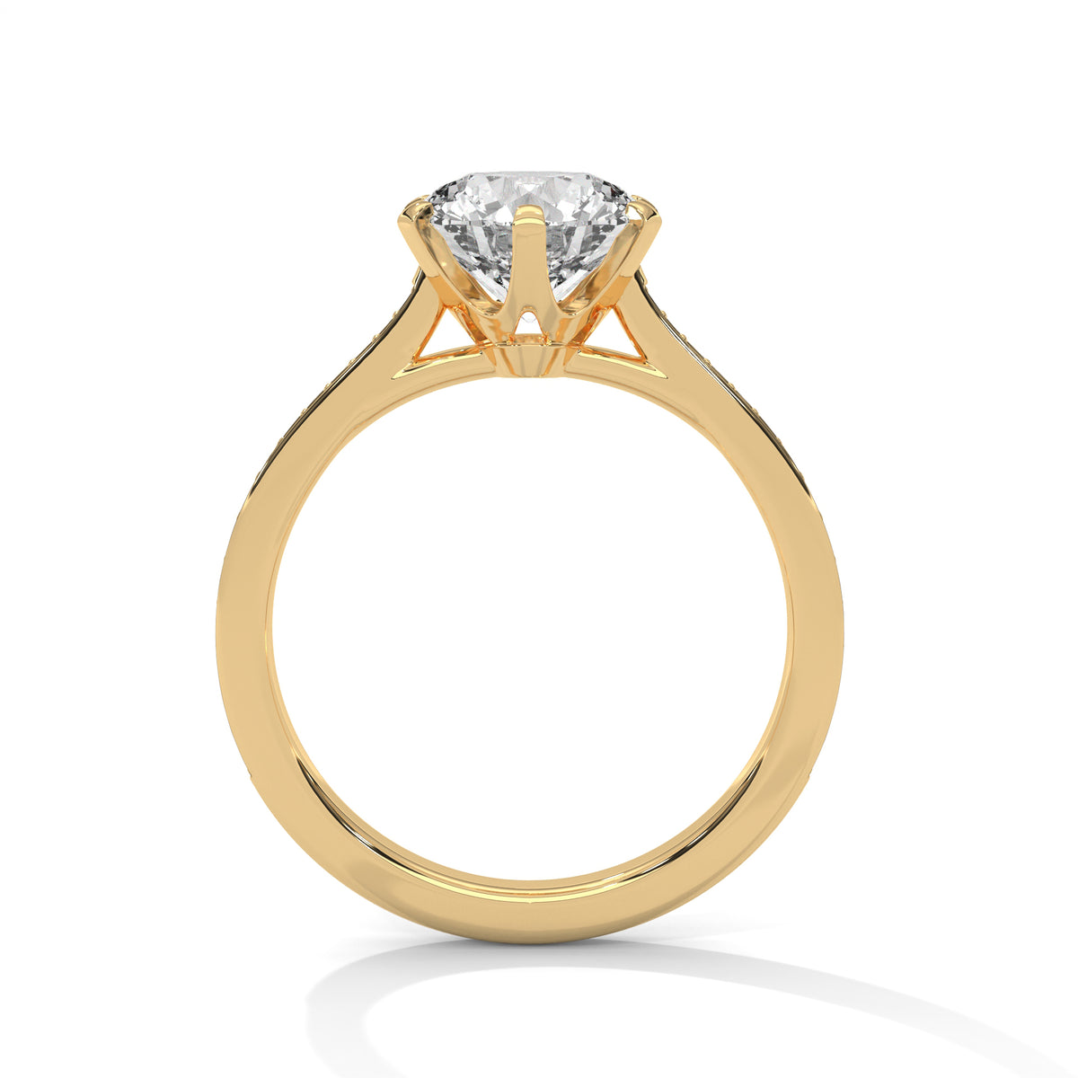 2 Carat Round Cut Lab Grown Diamond Engagement Ring in Rose Gold – Six-Prong Pavé Band | Luzora Jewels
