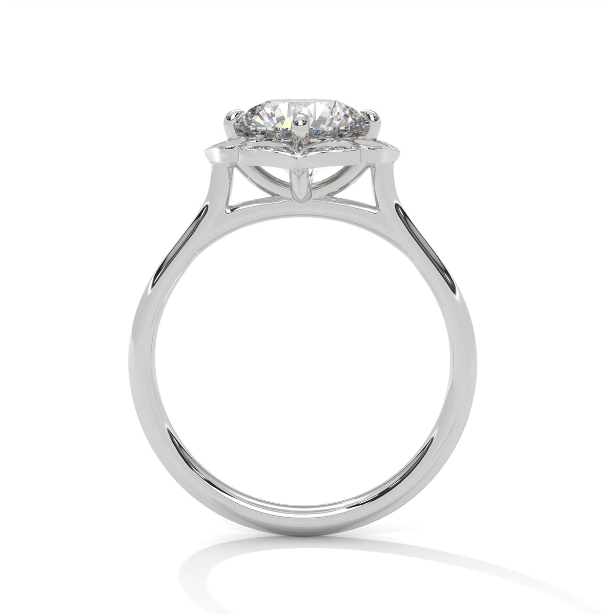 2 Carat Round Cut Lab Grown Diamond Engagement Ring in White Gold – Floral Halo | Luzora Jewels