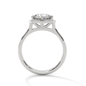 2 Carat Round Cut Lab Grown Diamond Engagement Ring in White Gold – Floral Halo | Luzora Jewels
