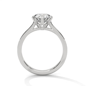 2 Carat Round Cut Lab Grown Diamond Engagement Ring in White Gold – Six-Prong Pavé Band | Luzora Jewels