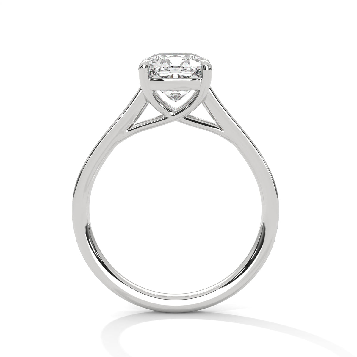 1.75 Carat Cushion Cut Lab Grown Diamond Engagement Ring in White Gold – Pavé Band Solitaire | Luzora Jewels