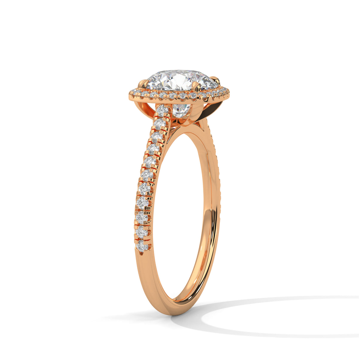 2 Carat Round Cut Lab Grown Diamond Engagement Ring in White Gold – Cushion Halo | Luzora Jewels