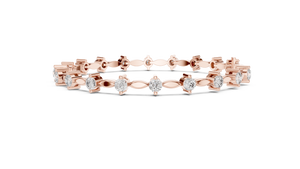 Rose gold marquise link diamond bracelet, side view