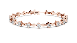 Rose gold 2.09 ct marquise link diamond bracelet, front view