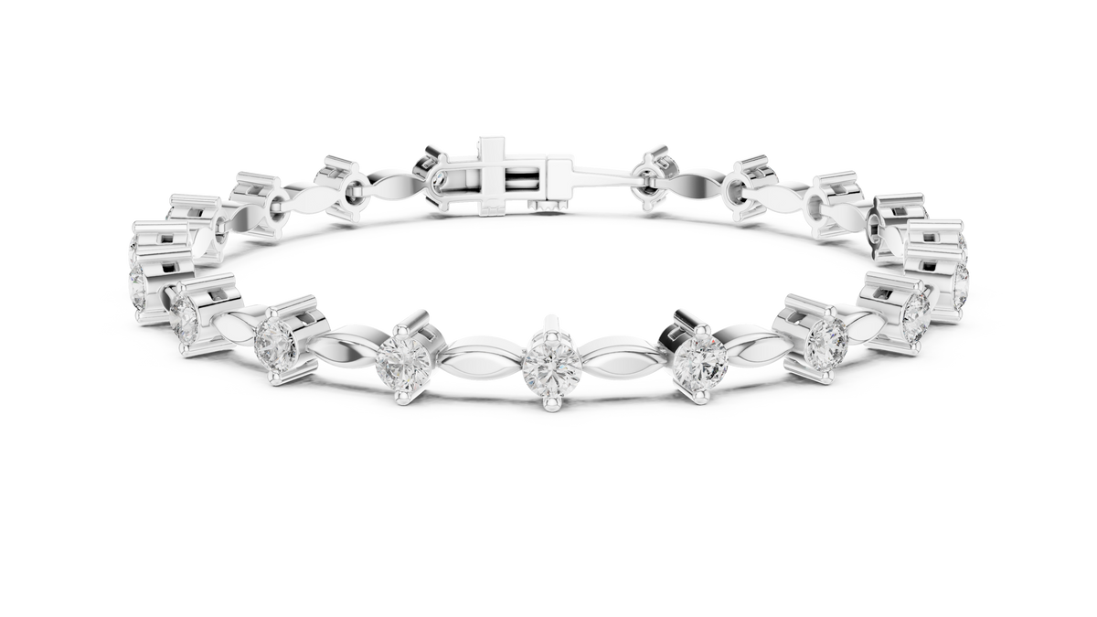 White gold 2.09 ct marquise link diamond bracelet, front view