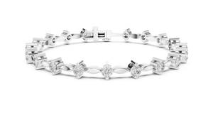 White gold 2.09 ct marquise link diamond bracelet, front view