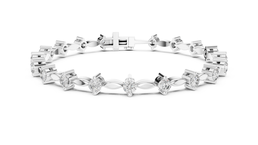 White gold 2.09 ct marquise link diamond bracelet, front view