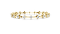 Yellow gold marquise link diamond bracelet, side view