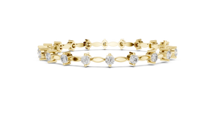 Yellow gold marquise link diamond bracelet, side view